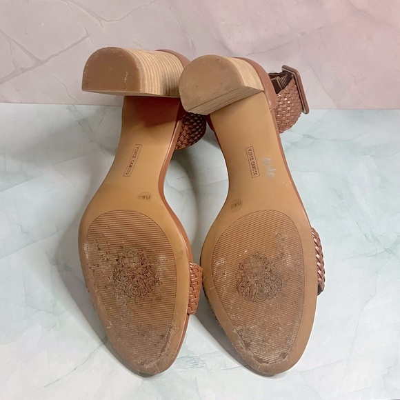 VINCE CAMUTO MAGHEN Braided Ankle Strap Open Toe Heel Sandals Brown - Picture 4 of 4